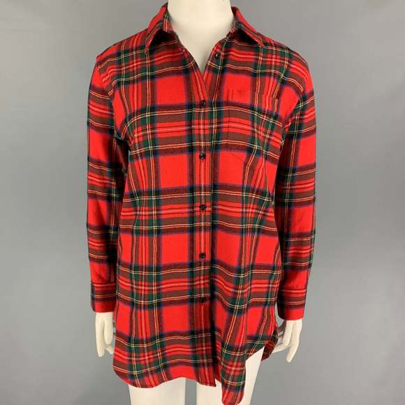 BURBERRY LONDON Red Multi-Color Wool Plaid Button Up Shirt - Picture 1 of 5